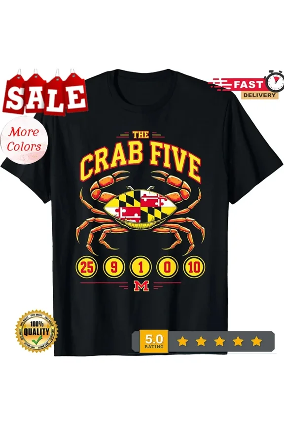 Hot Trending Tee With The Crab Five Crab Flag Maryland Cool Design Unisex T-Shirt