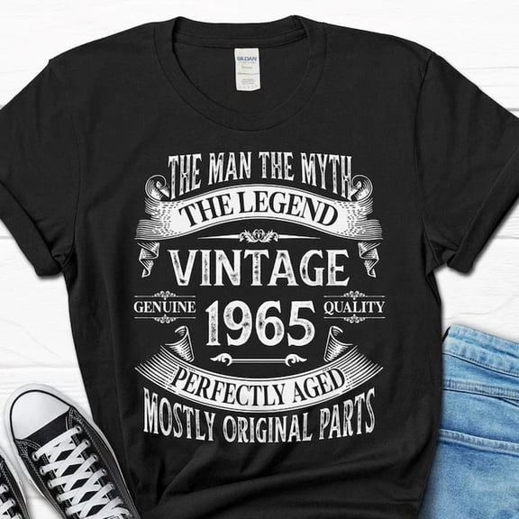 Hot Trending Tee With The Man The Myth The Legend Shirt, Vintage 1965 Gift, 60Th Birthday Men'S Shi...