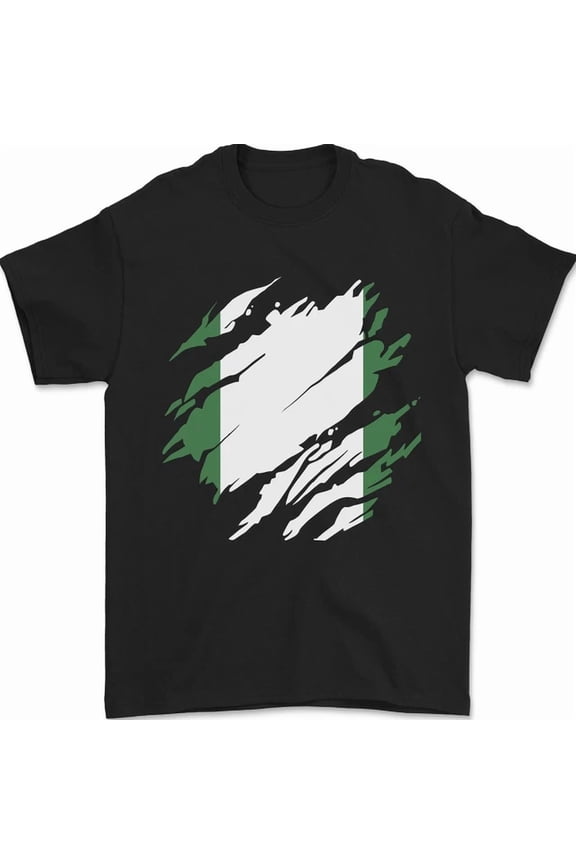Hot Trending Tee With Torn Nigeria Flag Nigerian Day Football Mens Womens S-5Xl T-Shirt