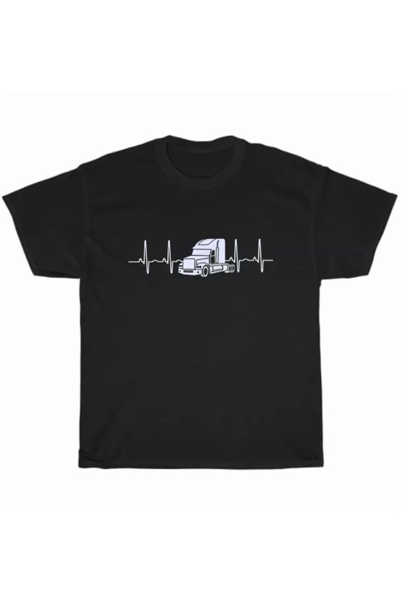 Hot Trending Tee With Truck Driver Heartbeat Pulse Big Rig Trucking Truckers T-Shirt Unisex Tee Gift