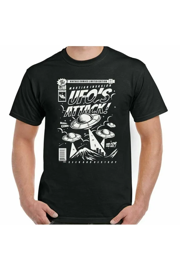 Hot Trending Tee With Ufo T-Shirt Mens Womens Alien Spaceman Spaceship Astronaut Space Telescope