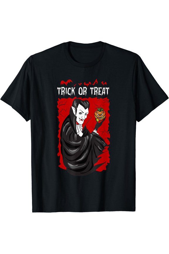 Hot Trending Tee With Vampire Dracula Pumpkin Head