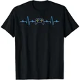 thumbnail image 1 of Hot Trending Tee With Video Gamer Heartbeat Gaming Lover Boys Video Gamer Gift Unisex T-Shirt, 1 of 2