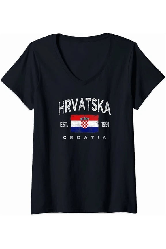 Hot Trending Tee With Vintage Croatia Croatian Flag Hrvatska Football Tshirt