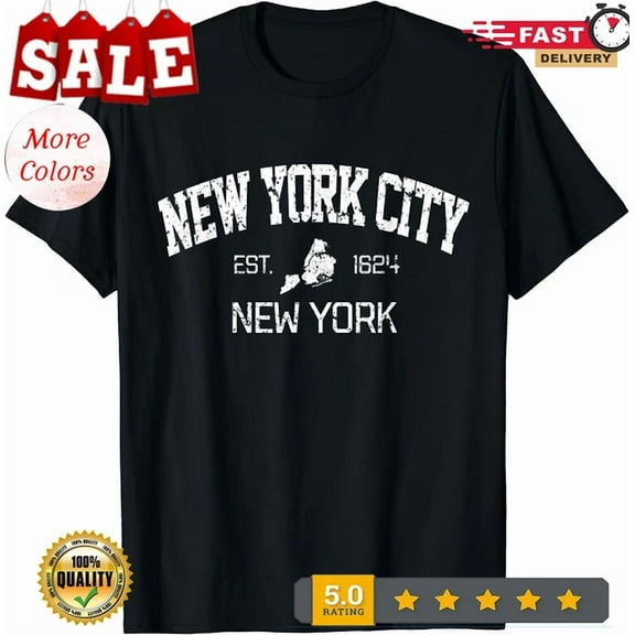 Hot Trending Tee With Vintage New York City Est 1624 Souvenir Map Gift Unisex T-Shirt