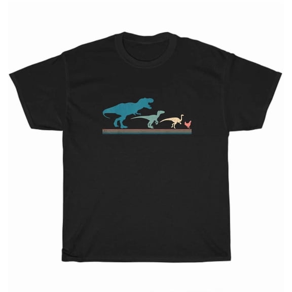 Hot Trending Tee With Vintage Retro 70S Chicken Dinosaur Evolution T-Shirt Unisex Tee Gift New