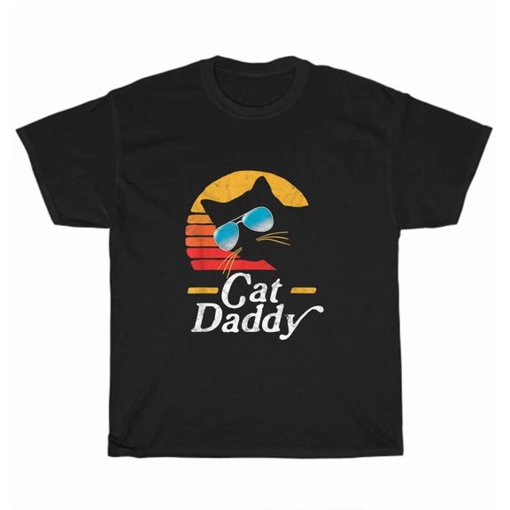 Hot Trending Tee With Vintage Retro 80S Style Cat Daddy Cats Kitten Sunglasses T-Shirt Father Tee Gift