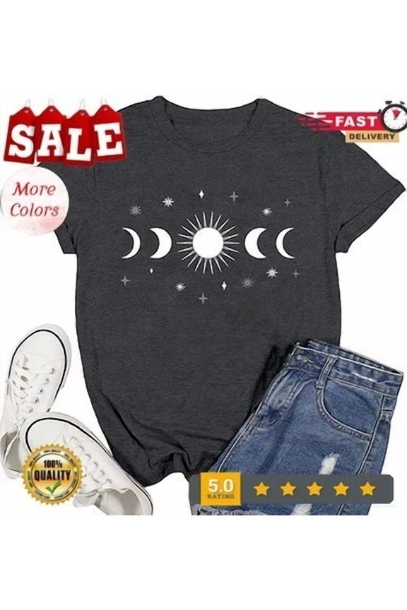 Hot Trending Tee With Women Moon Phase Shirts Astronomy T-Shirt Astology Lover Tee Celestial Tops