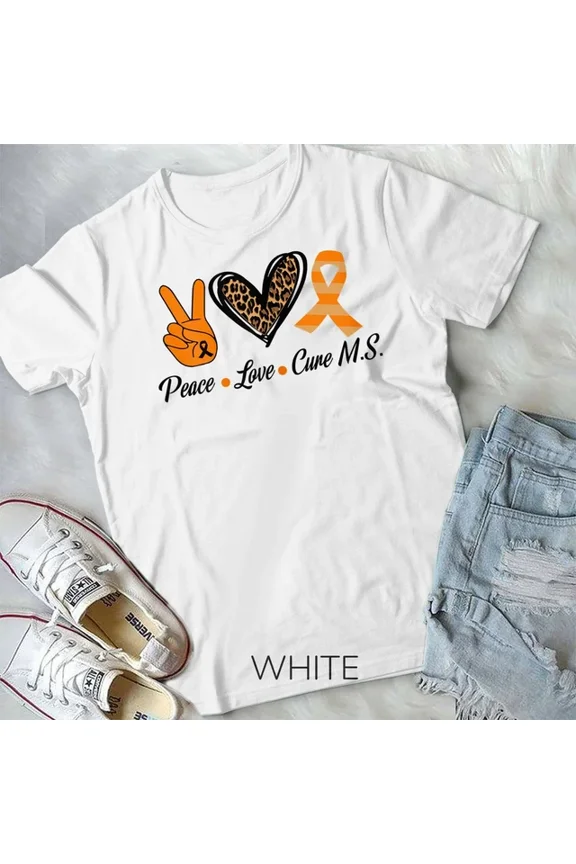 Hot Trending Tee With Womens Multiple Sclerosis Awareness Tee Peace Love Cure Ms Unisex T-Shirt
