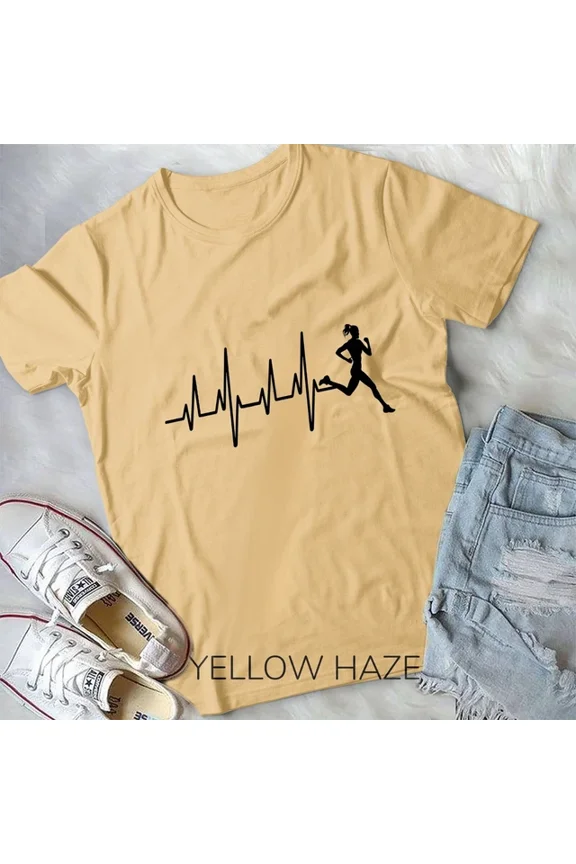Hot Trending Tee With Womens Running Marathon Jogging, Heartbeat Ekg Runner Motif Unisex T-Shirt