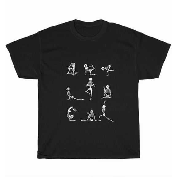 Hot Trending Tee With Yoga Skeleton Skull Meditating Stretching Yoga Fan Lover T-Shirt Unisex Tee Gift
