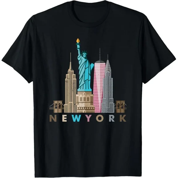Hot Trending Tee with Nyc New York City Skylines Statue Of Liberty T-Shirt S-5Xl Birthday Gifts; For Men & Women