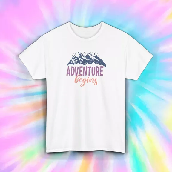 Hot Trending The Adventure Begins Mountain Hik Outdoors Travel T-Shirt Design Preview Only