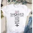 thumbnail image 1 of Hot Trending The Day Cancer Showed Up In My Life God Showed Up Bigger T-Shirt S-5Xl Birthday Gifts; For Men & Women, 1 of 4
