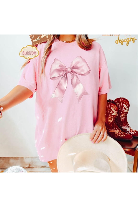 Hot Trending Toile De Jouy Pink Bow Shirt, Coquette Girl Shirt, Feminine Floral Bow Crewneck, Pink Ribbon Soft Girl Girly , Shirt S-5Xl Birthday Gifts; For Men & Women