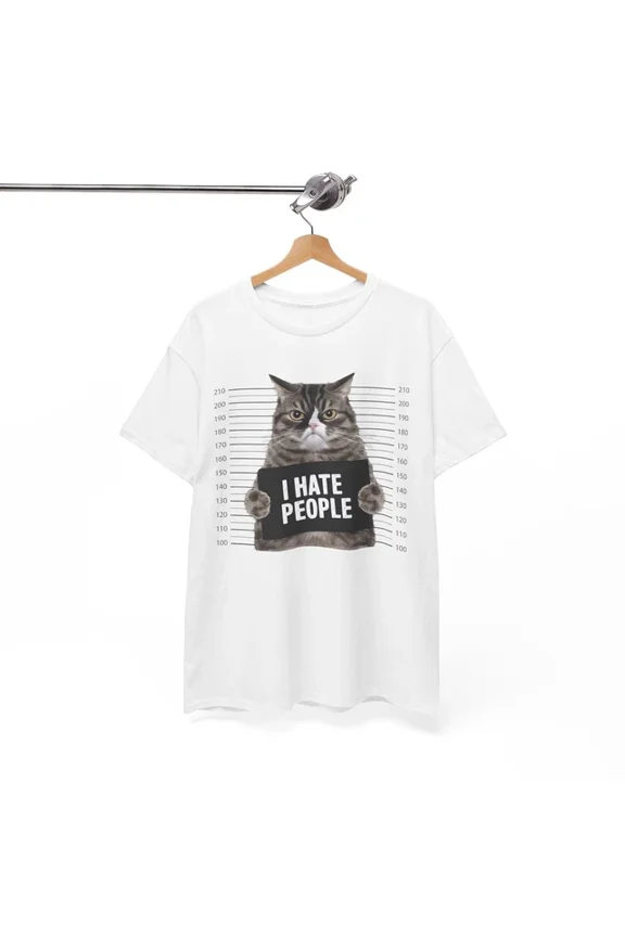 Hot Trending Too Funny T-Shirt - Comically Awesome Tee I Hate People Cat Design Preview Only