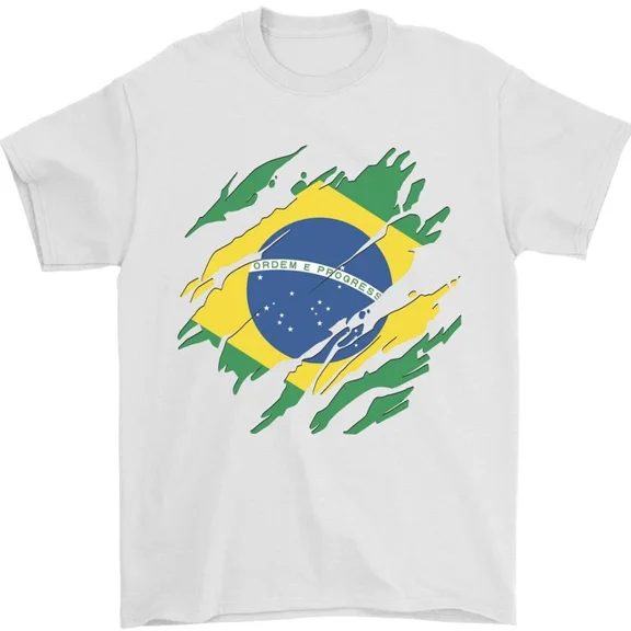 Hot Trending Torn Brazil Flag Brazilian Day Football T-Shirt Design Preview Only