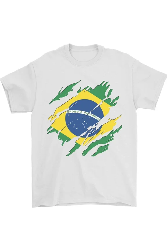 Hot Trending Torn Brazil Flag Brazilian Day Football T-Shirt Design Preview Only