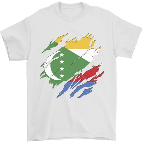 Hot Trending Torn Comoros Flag Comorian Day Football T-Shirt Design Preview Only