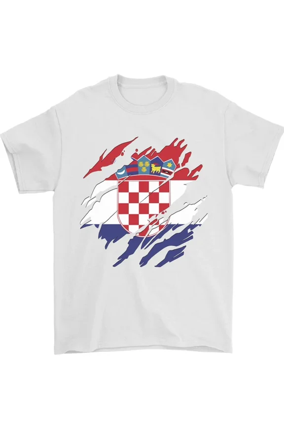 Hot Trending Torn Croatia Flag Croatian Day Football T-Shirt Design Preview Only