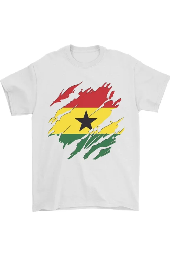 Hot Trending Torn Ghana Flag Ghanaian Day Football T-Shirt Design Preview Only