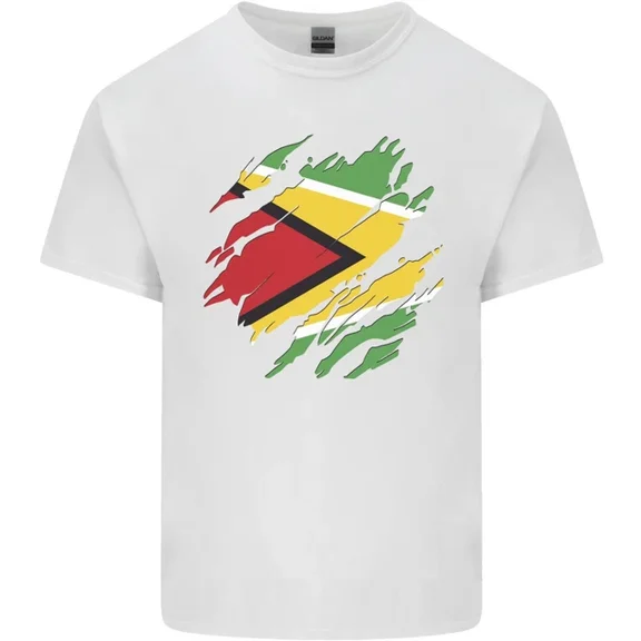 Hot Trending Torn Guyana Flag Guyanese Day Football T-Shirt Design Preview Only