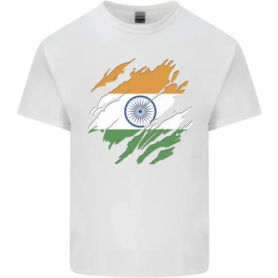 Hot Trending Torn India Flag Indian Day Football T-Shirt Design Preview Only