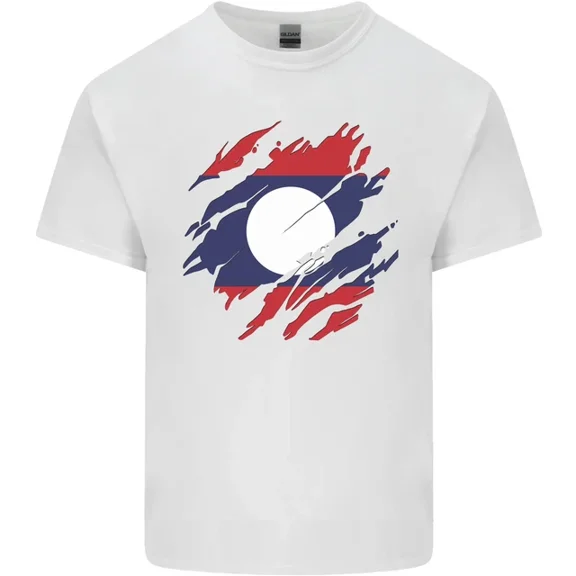 Hot Trending Torn Laos Flag Laotian Day Football T-Shirt Design Preview Only