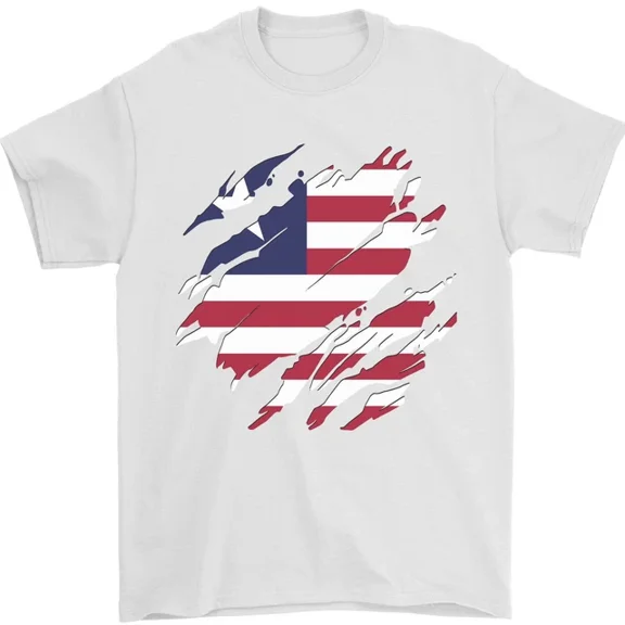 Hot Trending Torn Liberia Flag Liberian Day Football T-Shirt Design Preview Only