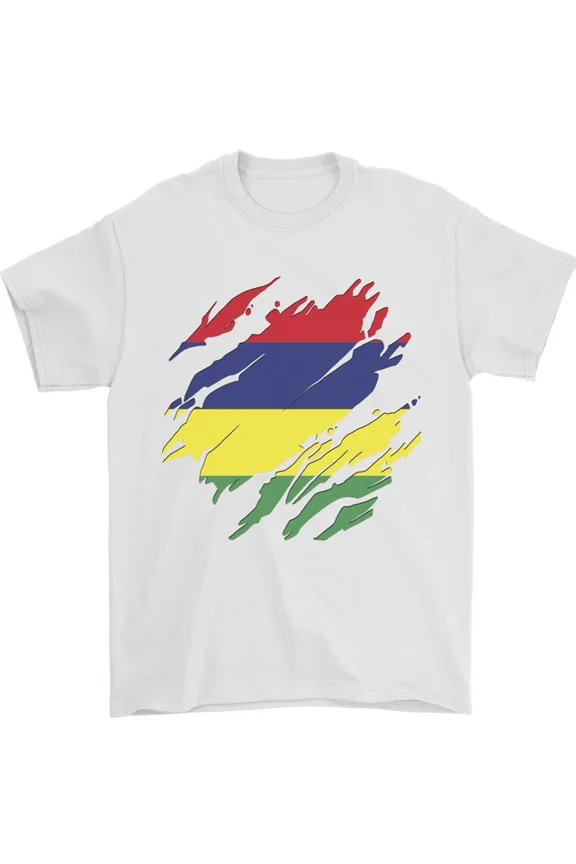 Hot Trending Torn Mauritius Flag Mauritians Day Football T-Shirt Design Preview Only