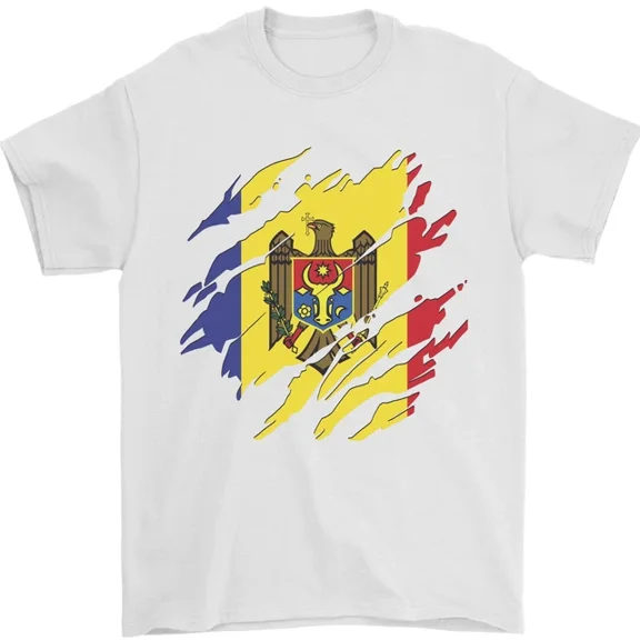 Hot Trending Torn Moldova Flag Moldovan Day Football T-Shirt Design Preview Only