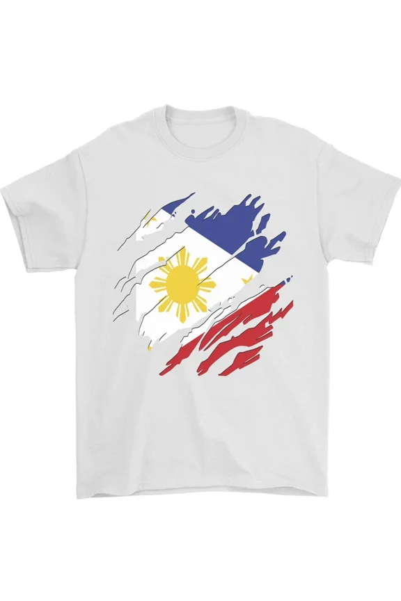 Hot Trending Torn Philippines Flag Pilipino Day Football T-Shirt Design Preview Only