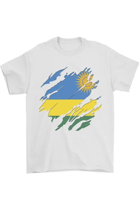 Hot Trending Torn Rwanda Flag Rwandan Day Football T-Shirt Design Preview Only
