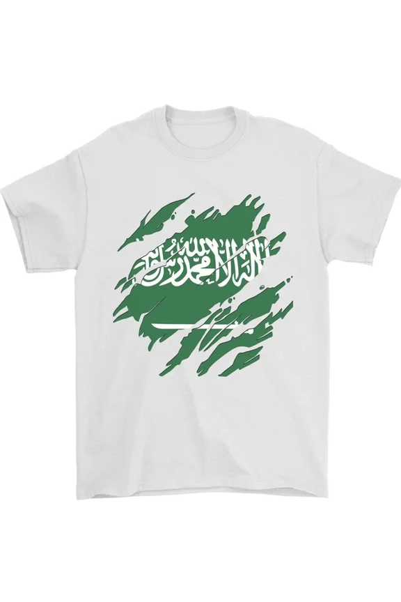 Hot Trending Torn Saudi Arabia Flag Arabian Day Football T-Shirt Design Preview Only