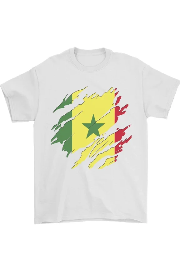 Hot Trending Torn Senegal Flag Senegalese Day Football T-Shirt Design Preview Only