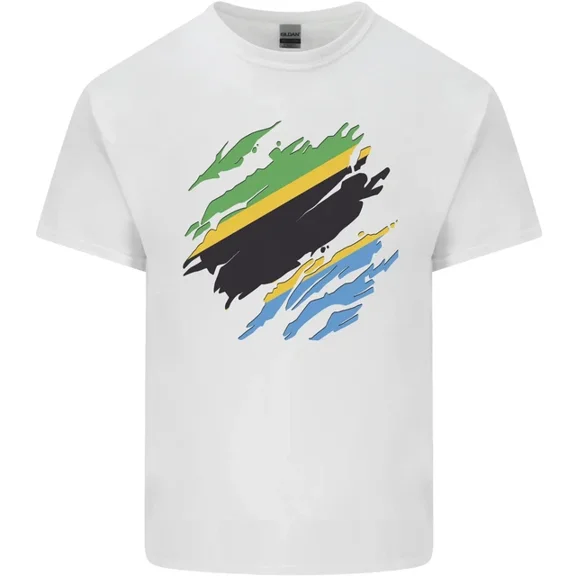 Hot Trending Torn Tanzania Flag Tanzanian Day Football T-Shirt Design Preview Only