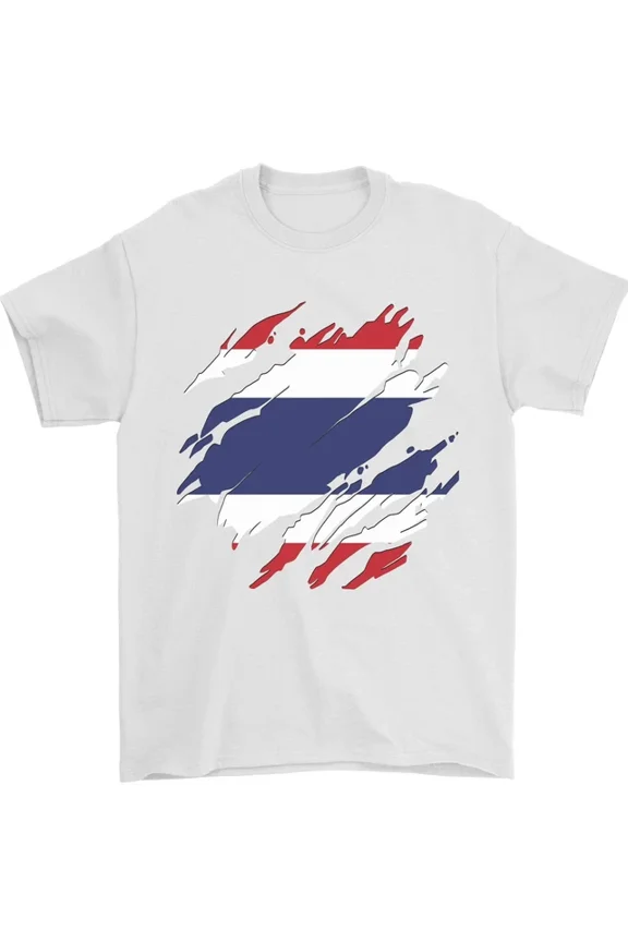 Hot Trending Torn Thailand Flag Thai Day Football T-Shirt Design Preview Only
