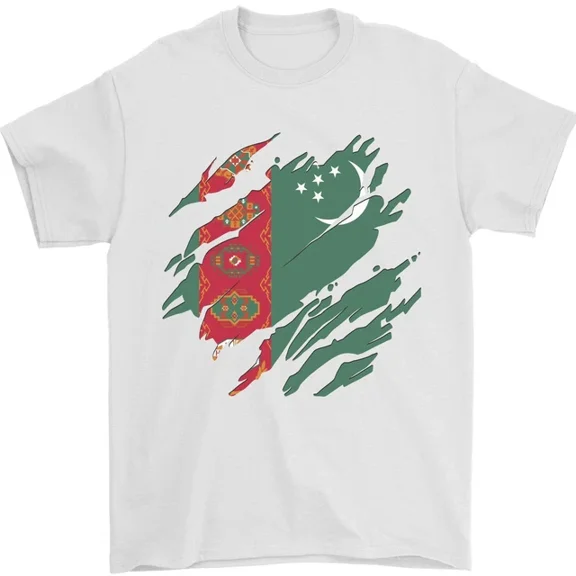 Hot Trending Torn Turkmenistan Flag The Turkmen Day Football T-Shirt Design Preview Only