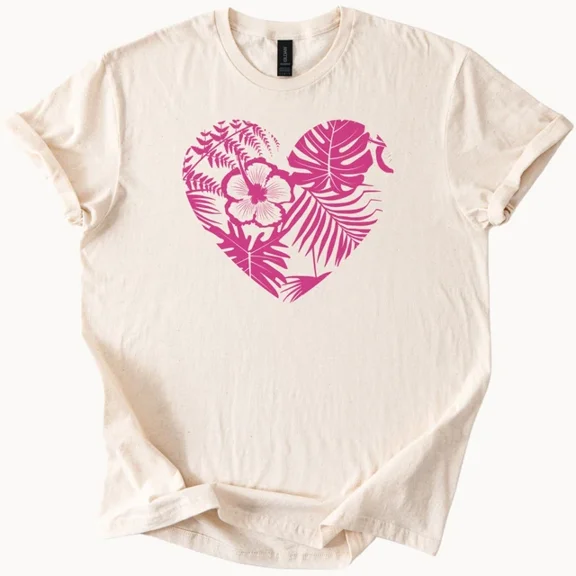 Hot Trending Tropical Heart Plant Tee Floral Graphic Design Preview Only