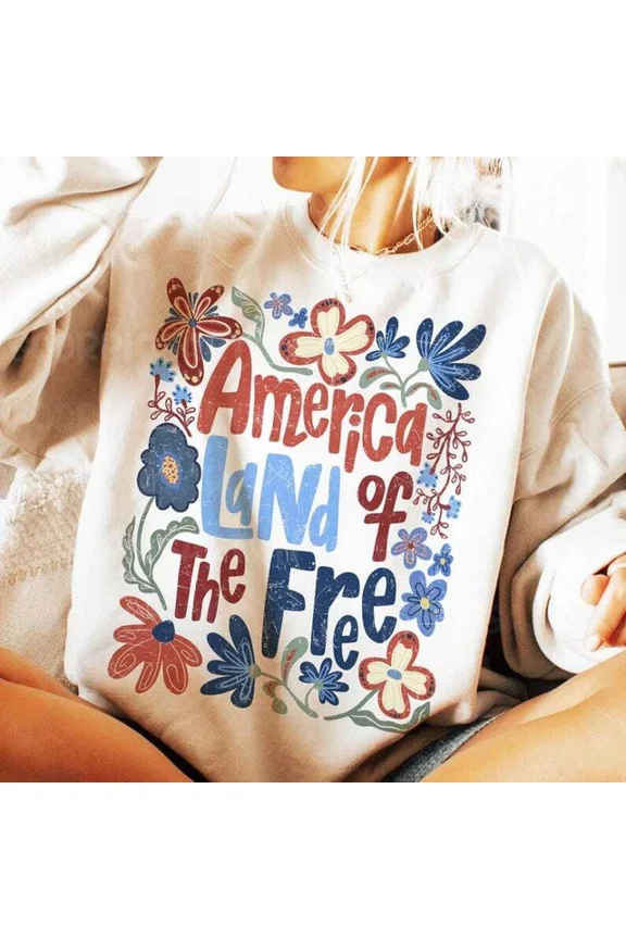 Hot Trending USA Land Of The Free Tee,4th of July,Boho Flower,USA, Independence Day,Patriotic Design Preview Only