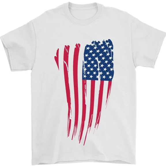 Hot Trending Usa Stars & Stripes Flag 4Th July America White T-Shirt S-5Xl Birthday Gifts; For Men & Women