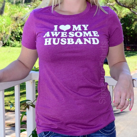 Hot Trending With Valentine'S Day Gift I Love My Awesome Husband Womens T-Shirt Shirt Wedding Gift Shirt Marriage Gift Wife Gift Anniversary Gift Bride Tshirt Birthday Gifts; For Men & Women