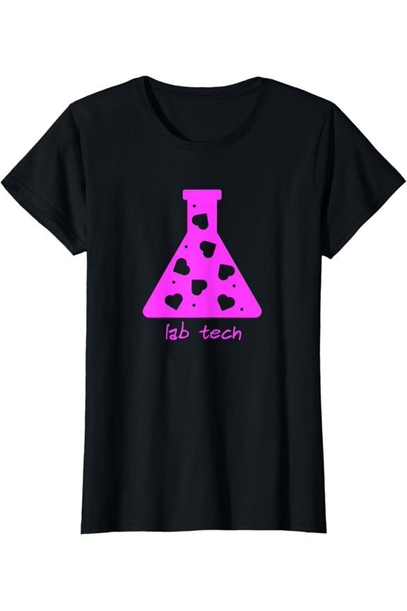 Hot Trending Valentine's Day Lab Tech Laboratory Week Women's Love Hearts T-Shirt Vintage Tee -Birthday Gifts
