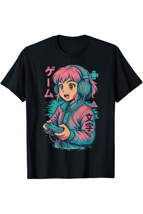 Hot Trending Vaporwave Gamer Girl Japanese Art Anime Manga Graphic T-Shirt Vintage Tee -Birthday Gifts