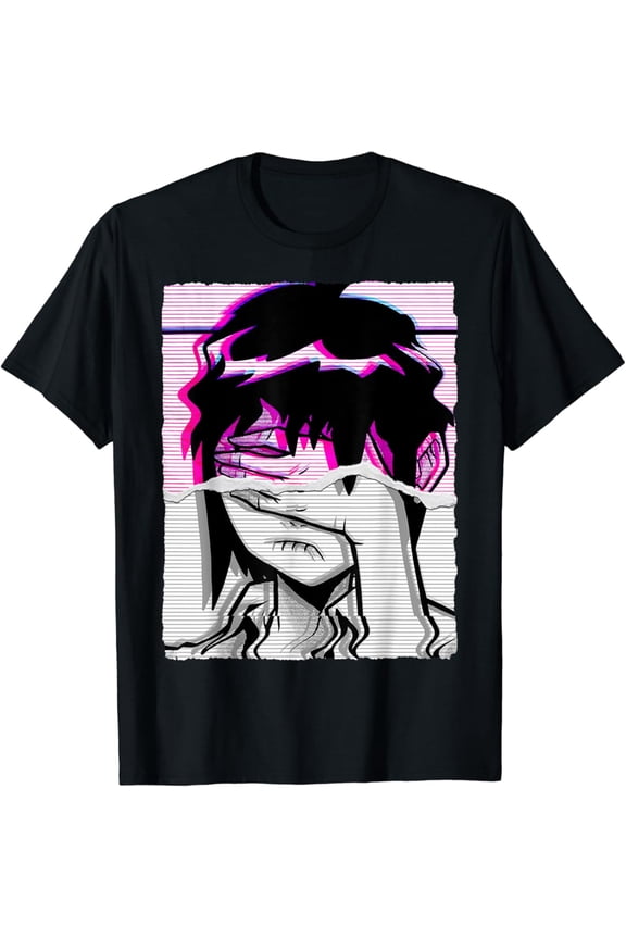 Hot Trending Vaporwave Japanese Aesthetic Anime Egirl Sad Girl Graphic T-Shirt Vintage Tee -Birthday Gifts