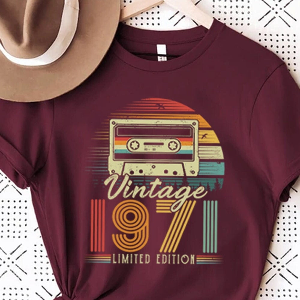 54th Birthday Gift Shirt – Vintage 1971 Retro Design For Men, Customizable Year & Color, Soft Cotton Blend Tee