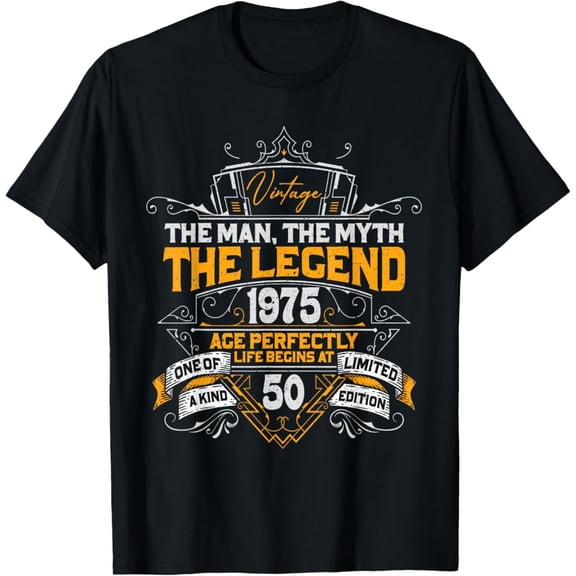 Hot Trending Vintage Made In 1975 Man Myth Legend 50th Birthday Gifts Men T-Shirt Vintage Tee -Birthday Gifts