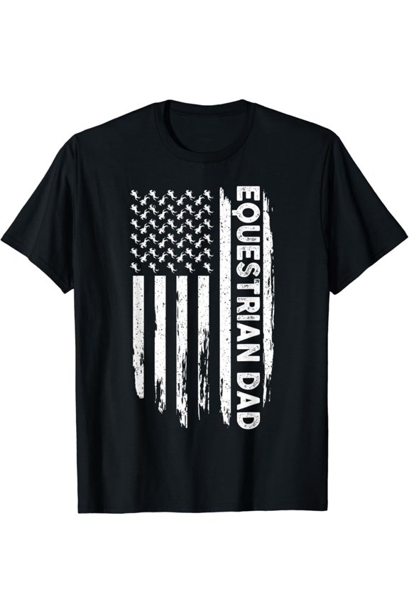 Hot Trending Vintage T-shirt Vintage Equestrian Dad USA Flag Retro Fathers Day Daddy Papa T-Shirt S-5XL - Trending Birrthday Tee Gifts Vintage Tee -Birthday Gifts