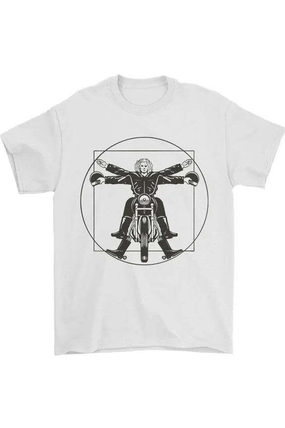 Hot Trending Vitruvian Biker Motorcycle Motorbike Bikie T-Shirt Design Preview Only