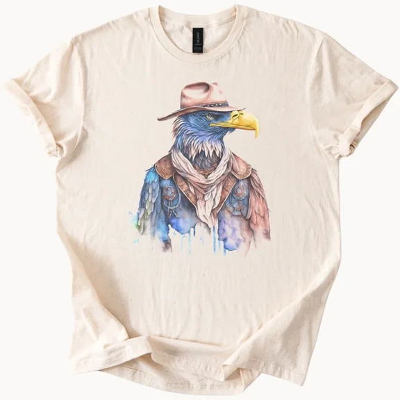 Hot Trending Watercolor cowboy eagle graphic tee western bird art shirt Design Preview Only